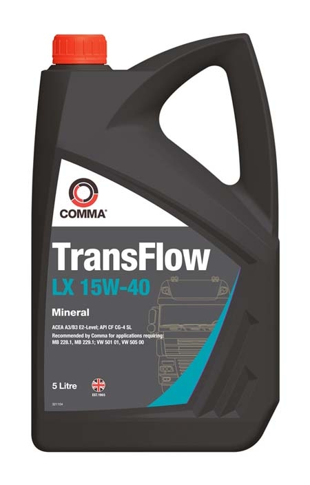 Масло моторное минеральное TransFlow GX 15W-40, 5л, Comma